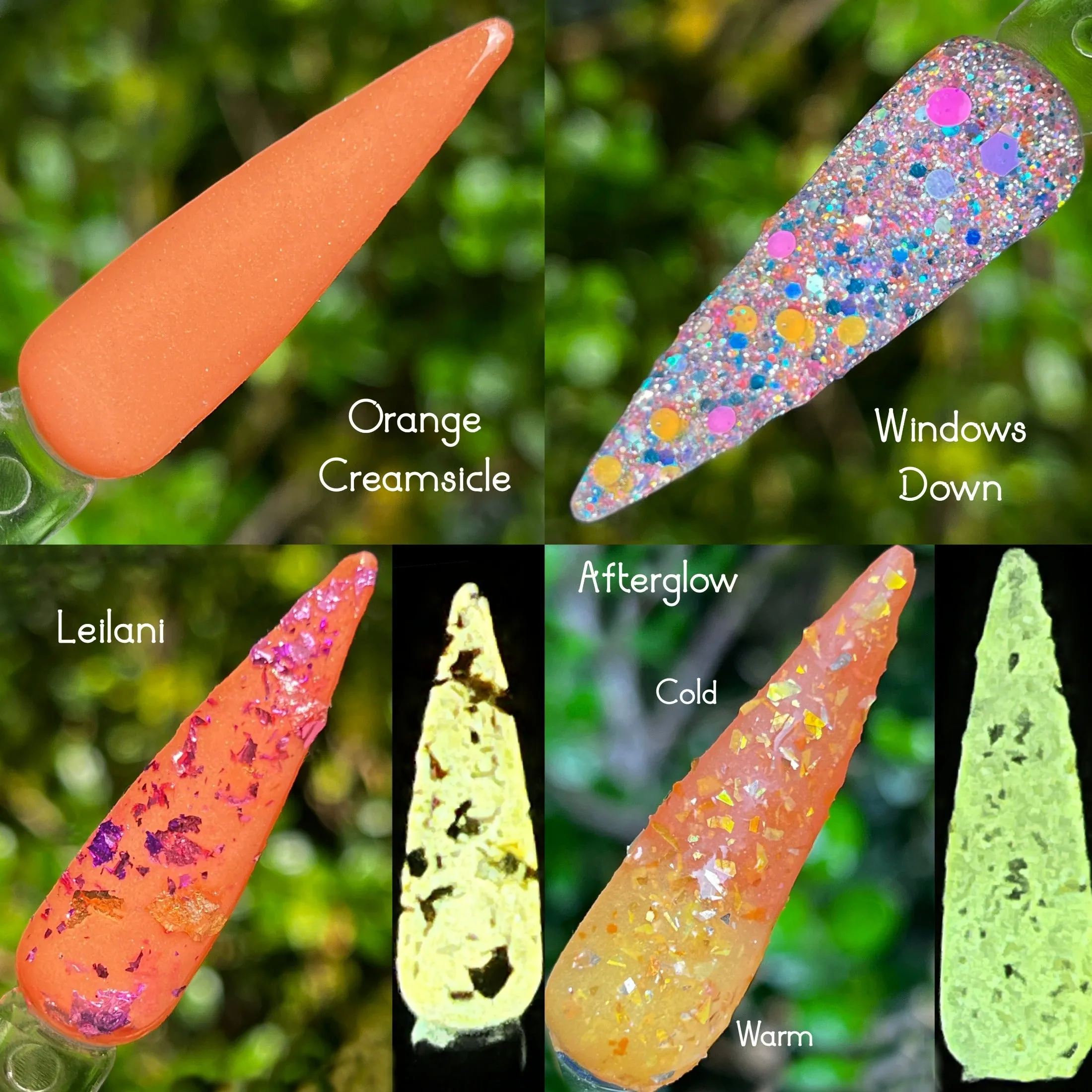 Afterglow- Orange-Yellow Thermal, Glow, Flakes Nail Dip Powder