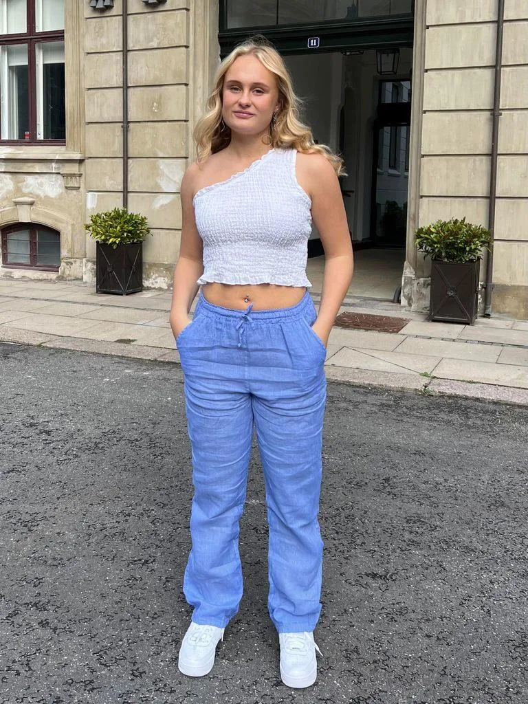 Aino linen pants - lightblue