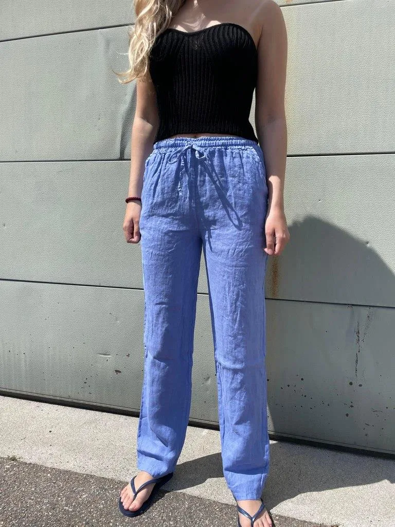 Aino linen pants - lightblue
