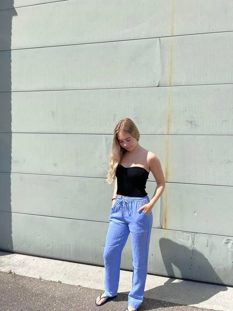 Aino linen pants - lightblue