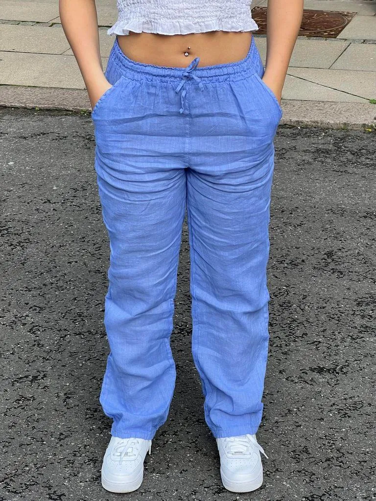 Aino linen pants - lightblue