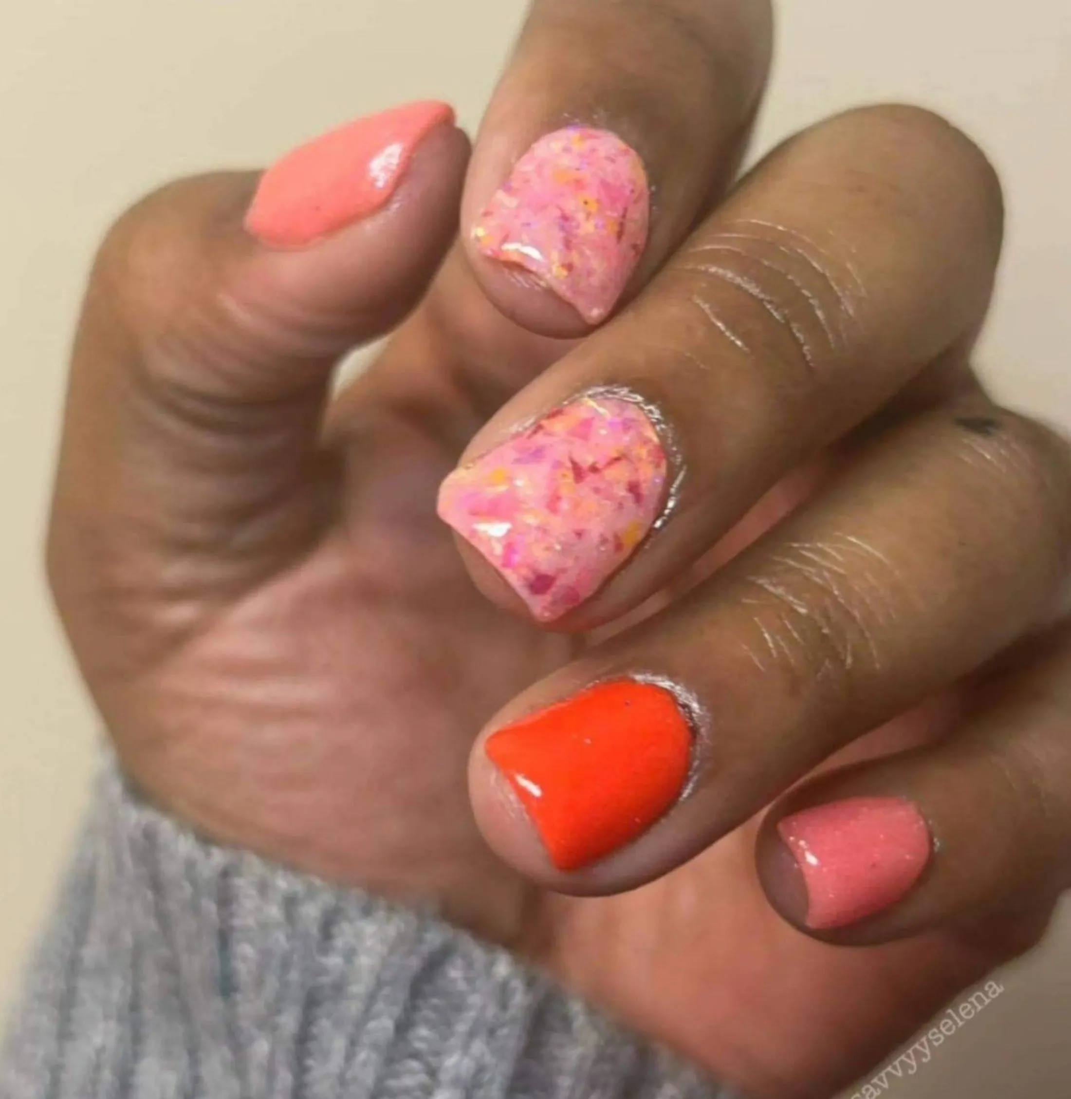 Allegra- Pink Thermal, Flakes Nail Dip Powder
