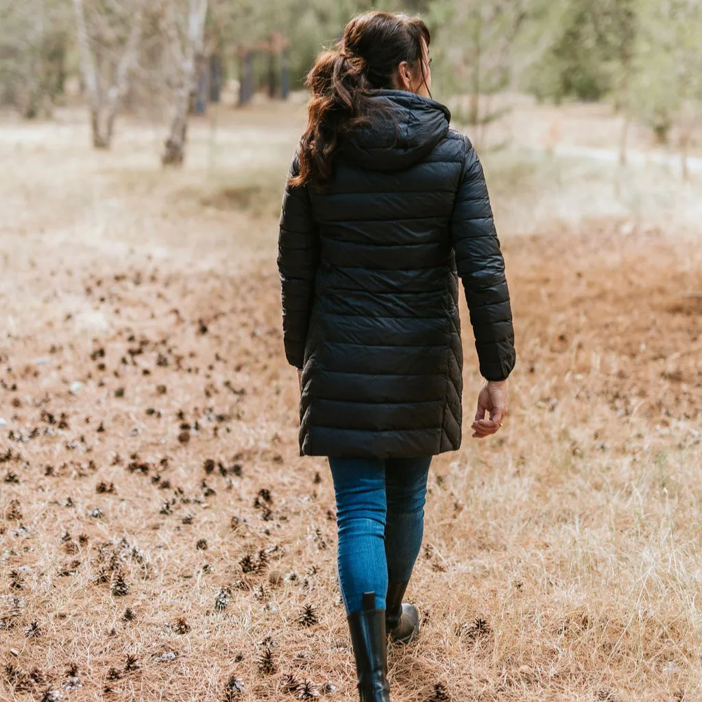 Arnie Women's Reversible 90/10 Down Coat - Black/Avocado