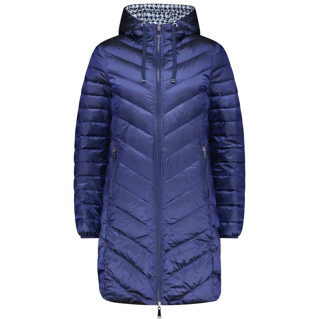 Arnie Women's Reversible 90/10 Down Coat - Moonlight / Navy Houndstooth