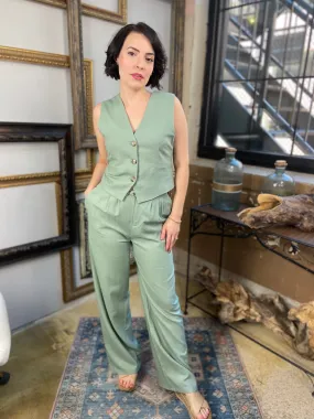 Aven Mint Green Linen Pants