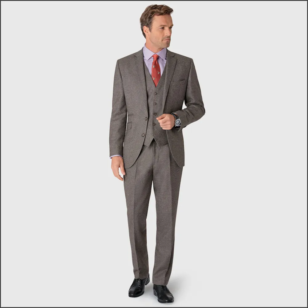 Brook Taverner Clifford Grey Donegal Wool Suit - Waistcoat Optional==