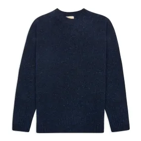 Burrows & Hare Merino Donegal Crew Neck Jumper - Petrol