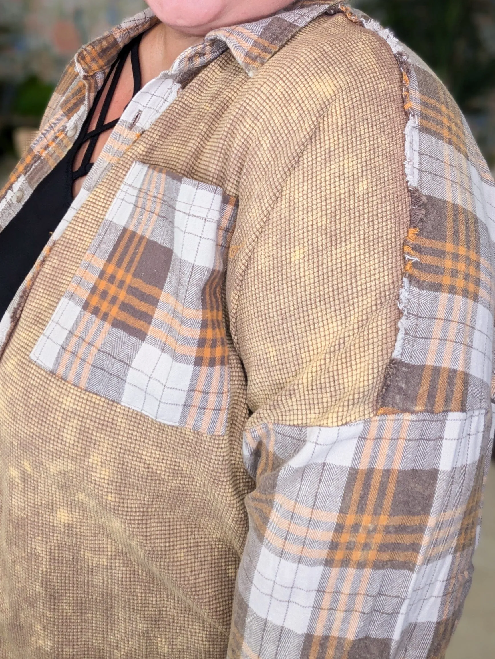 Calla Plaid   Waffle Mix Long Sleeve Buttondown Top (3 colors!)