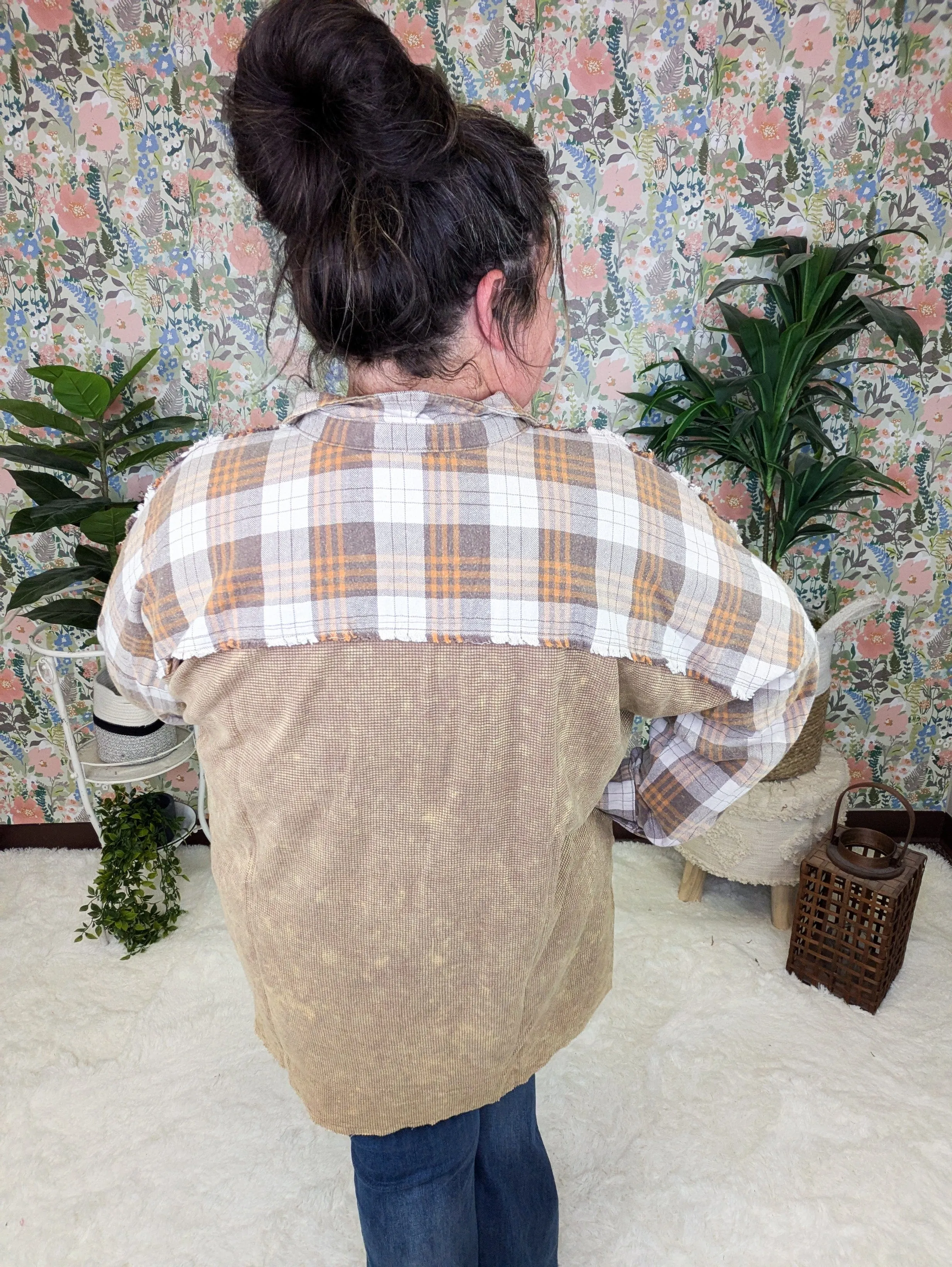 Calla Plaid   Waffle Mix Long Sleeve Buttondown Top (3 colors!)