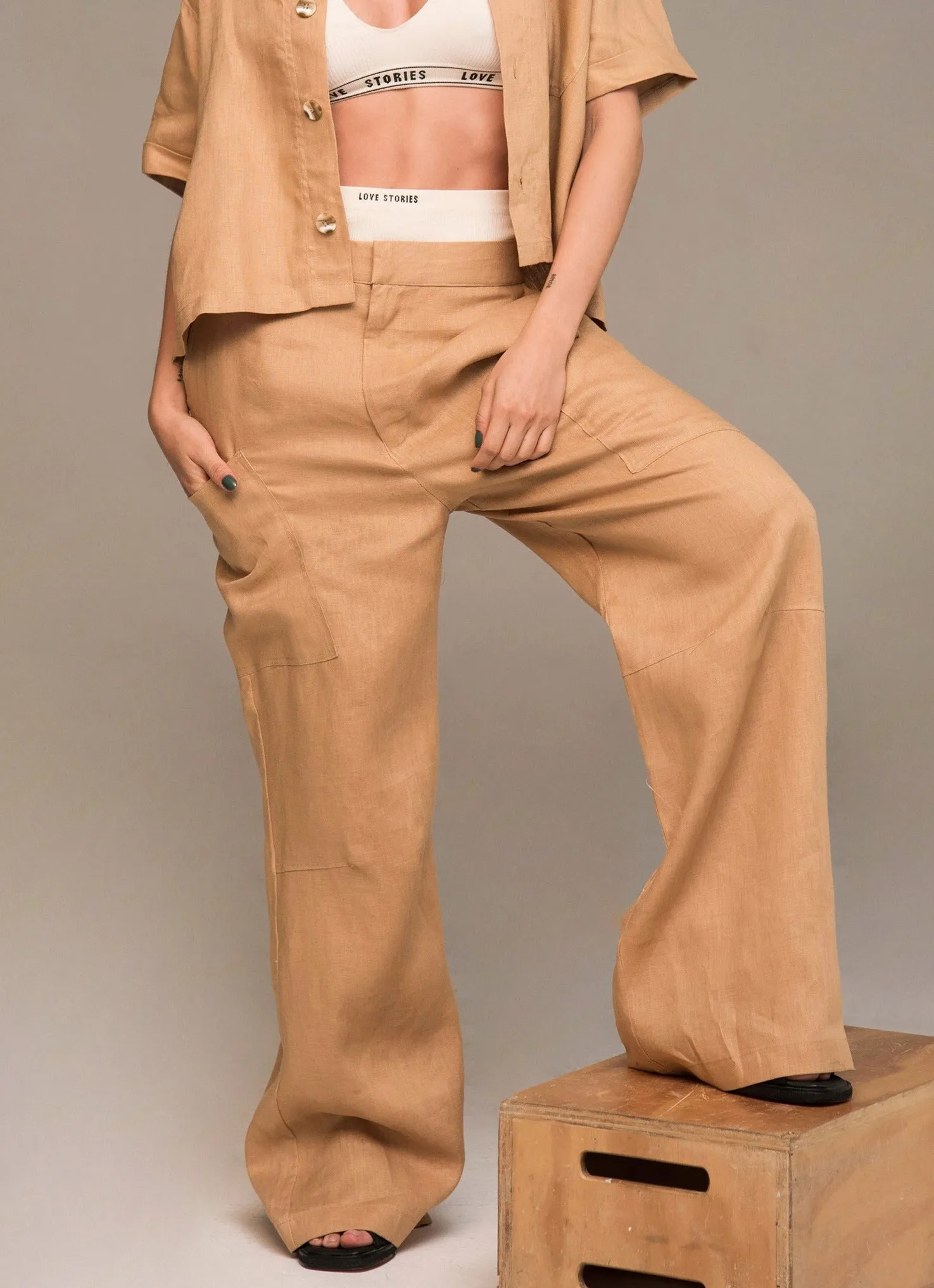 Carpenter Linen Pant - Camel