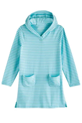 Coolibar Girl's Catalina Hoodie Ice Blue White Stripe UPF 50  Coverup - Ice Blue/White Stripe - FINAL SALE