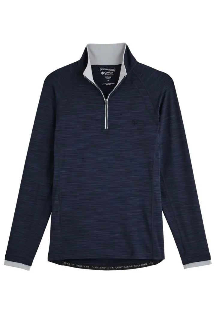 Coolibar Men's Ultimate Half-Zip Rash Guard UPF 50  - Navy Line