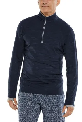 Coolibar Men's Ultimate Half-Zip Rash Guard UPF 50  - Navy Line
