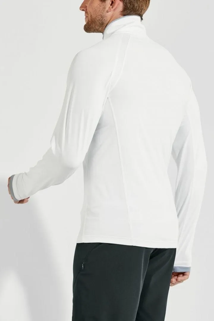 Coolibar Men's Ultimate Half-Zip Rash Guard UPF 50  - White Line