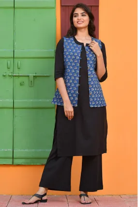 Cotton Quilted Jacket In Indigo Buti