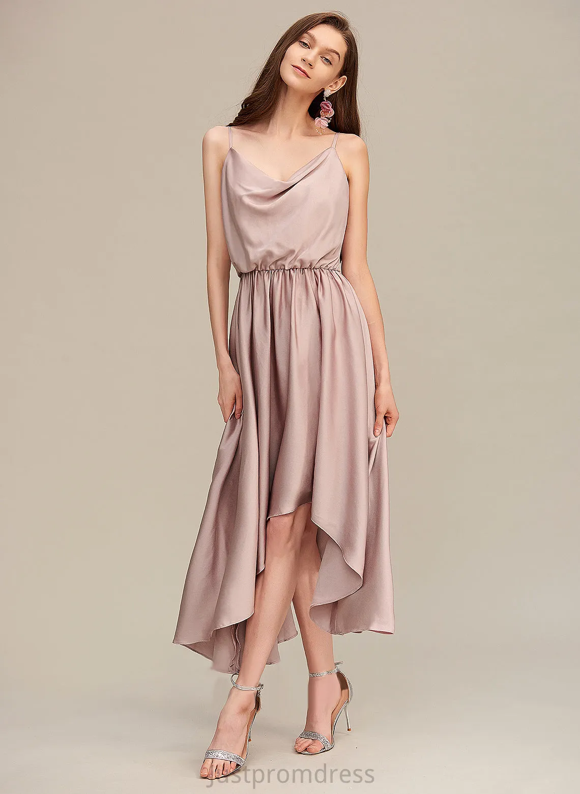 Cowl Blends Neck A-Line Asymmetrical Cocktail Dresses Cotton Dress Aleena Cocktail