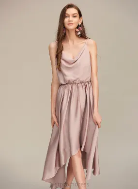 Cowl Blends Neck A-Line Asymmetrical Cocktail Dresses Cotton Dress Aleena Cocktail