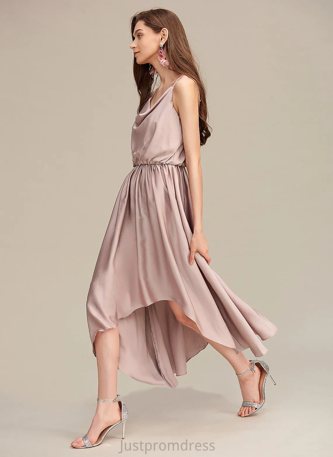 Cowl Blends Neck A-Line Asymmetrical Cocktail Dresses Cotton Dress Aleena Cocktail