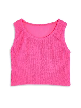 Crinkle Cropped Tank Top - Fuchsia