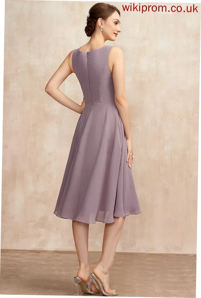 Dress Chiffon Cocktail Dresses Cocktail Square Regina Neckline A-Line Knee-Length