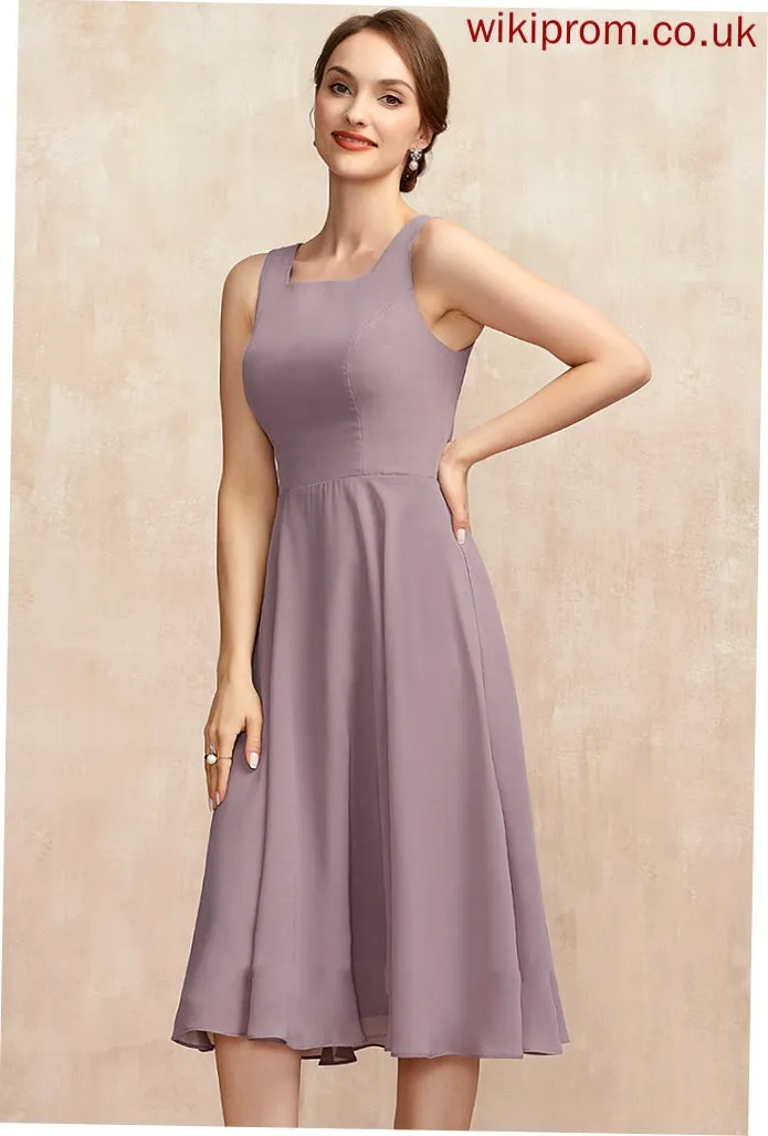 Dress Chiffon Cocktail Dresses Cocktail Square Regina Neckline A-Line Knee-Length