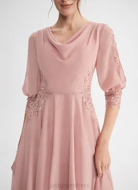 Dress Chiffon Cowl Lace Cocktail Dresses With Dakota Knee-Length Neck Cocktail A-Line