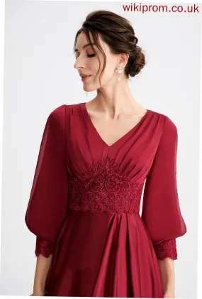 Dress Samara A-Line Cocktail Dresses V-neck With Cocktail Satin Asymmetrical Lace