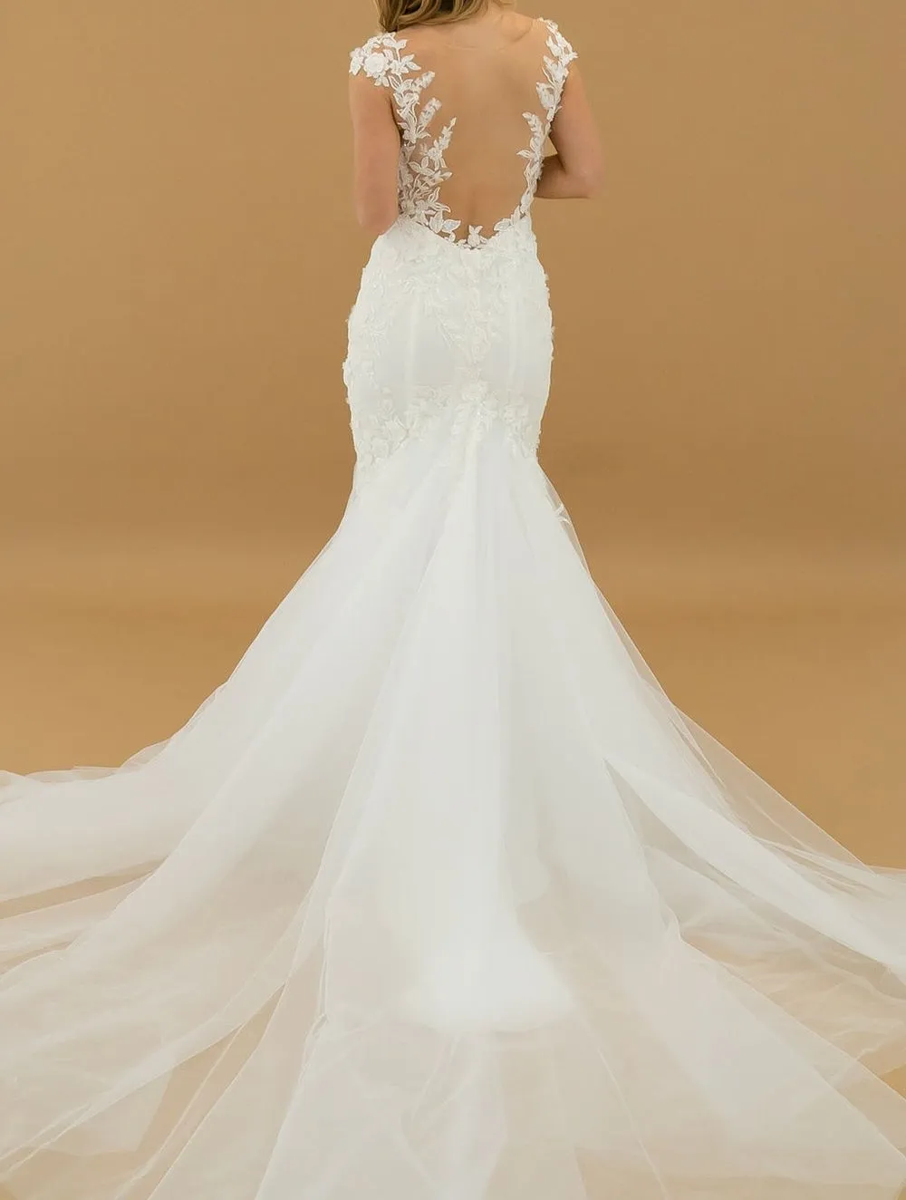 Farrah Pearled Applique/Tulle Wedding Gown All Sizes