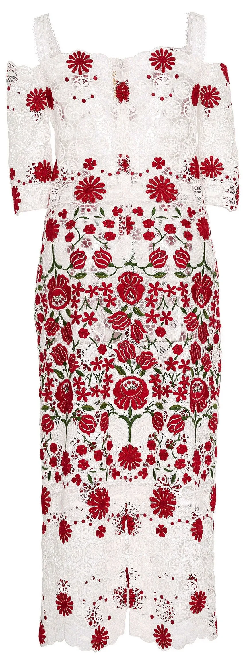 Floral-Lace Open-Shoulder Cocktail Dress