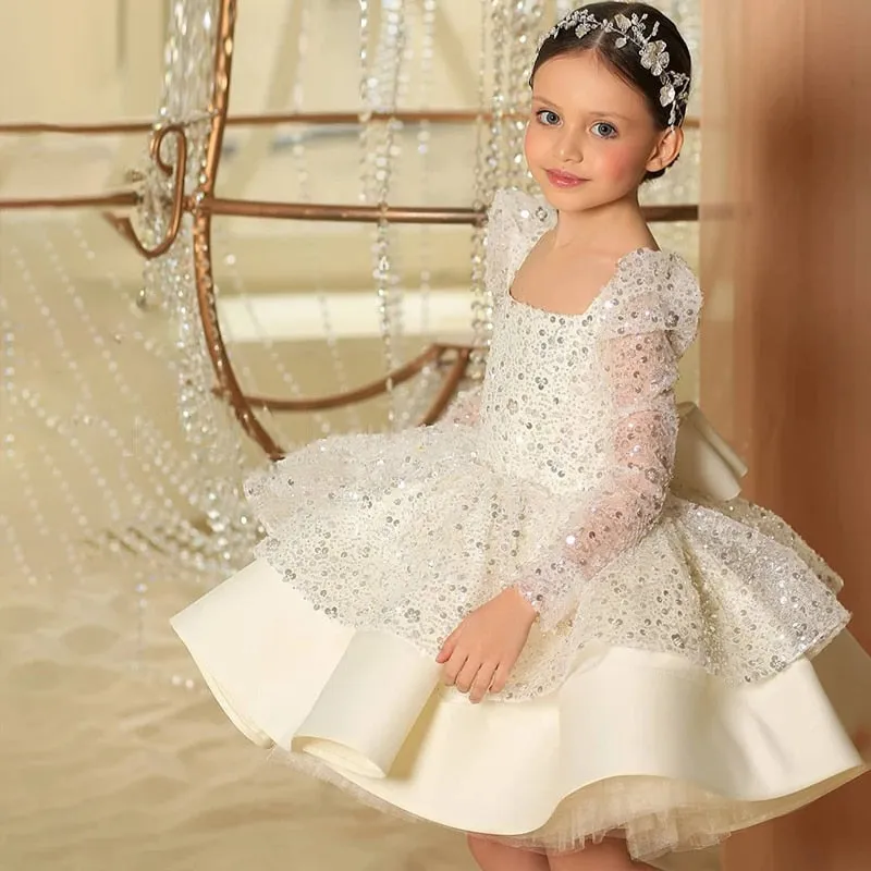 Formal Bridesmaid Dresses Sequins Flower Girl Dress For Wedding Party Prom Gown Elegant Princess Children Girl Evening Clothes