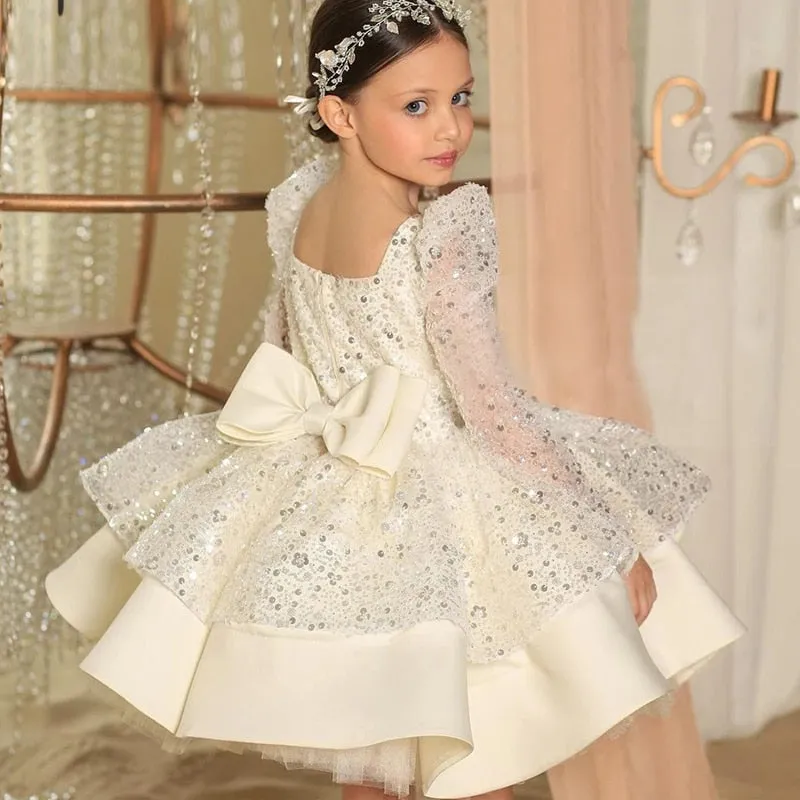 Formal Bridesmaid Dresses Sequins Flower Girl Dress For Wedding Party Prom Gown Elegant Princess Children Girl Evening Clothes