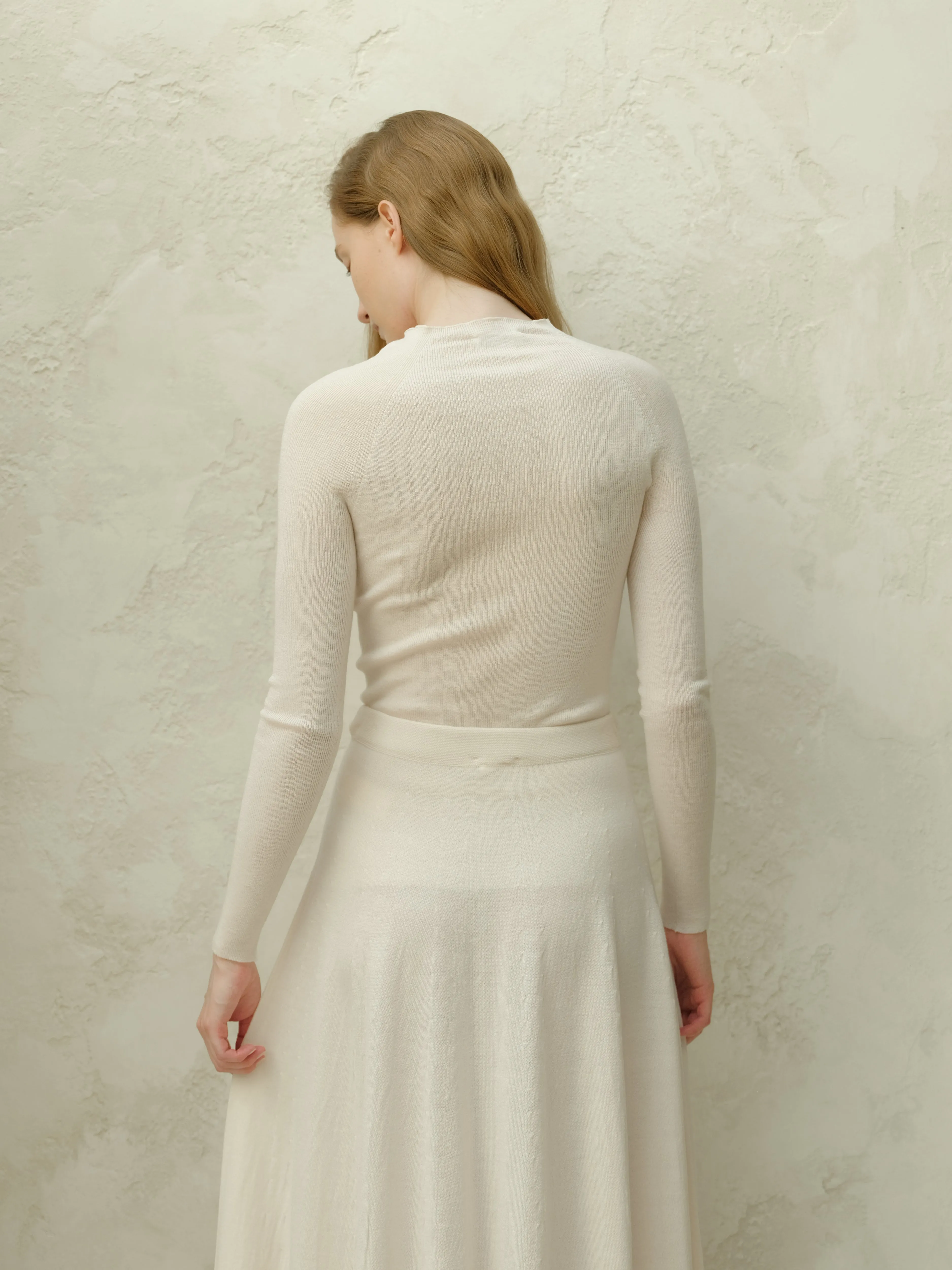 Girocollo a coste in lana merino extra fine (maglia 3D)
