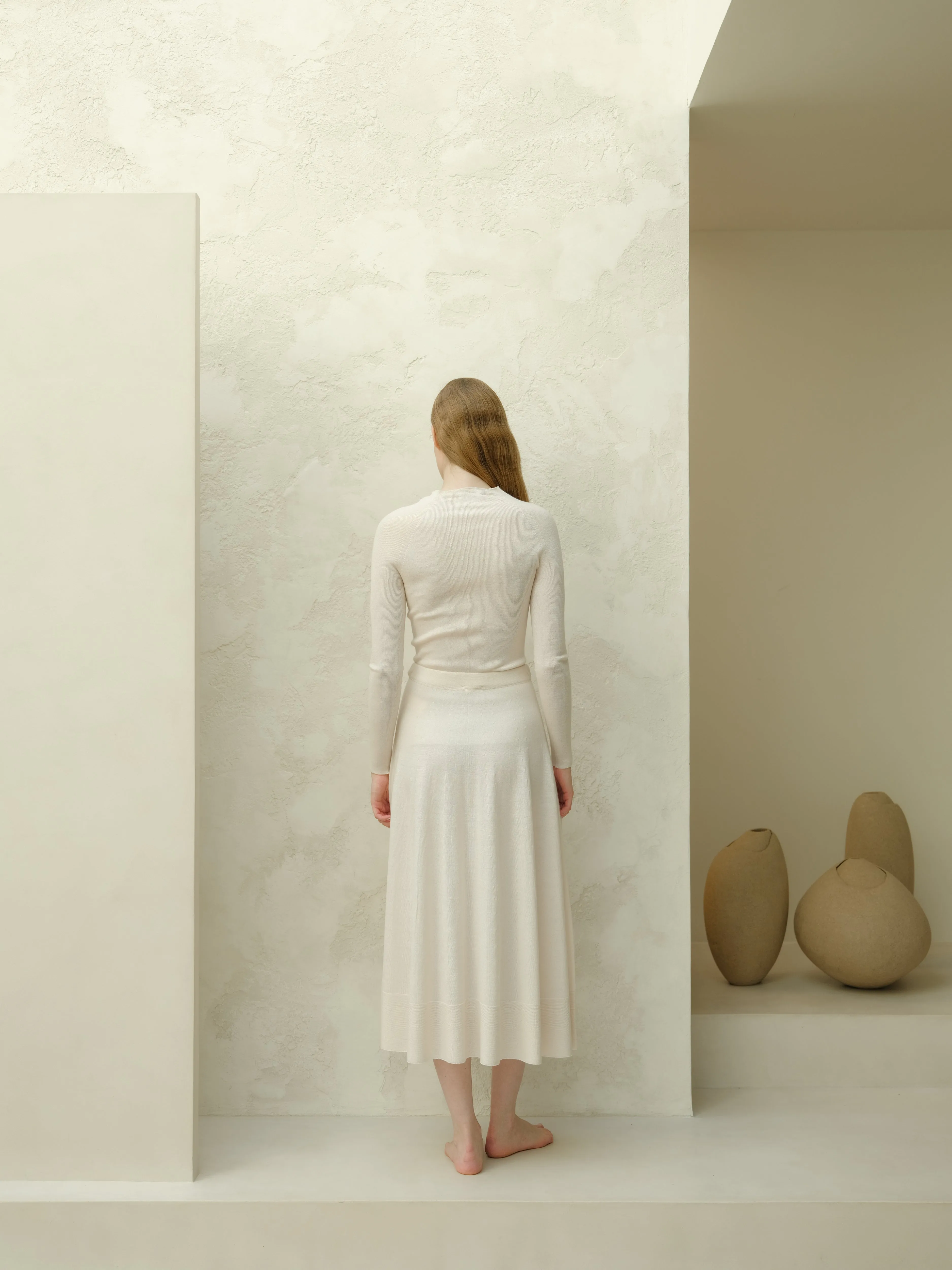 Girocollo a coste in lana merino extra fine (maglia 3D)
