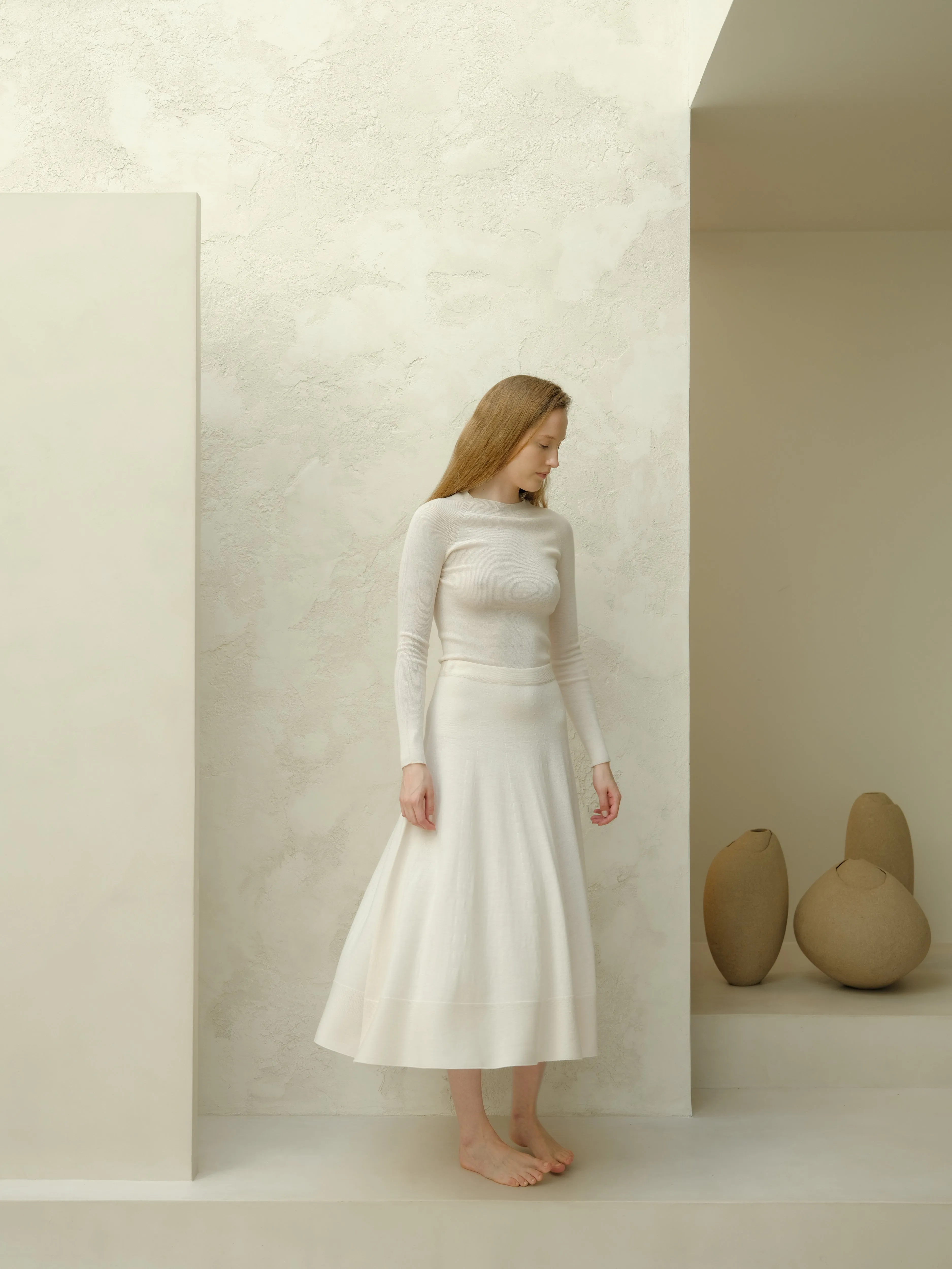 Girocollo a coste in lana merino extra fine (maglia 3D)