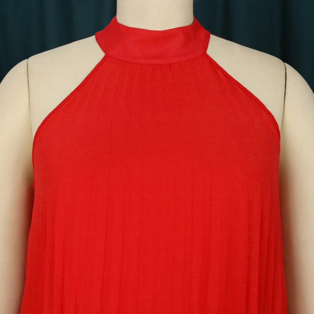 Halter Long Loose Chiffon Sleeveless Cocktail Gown
