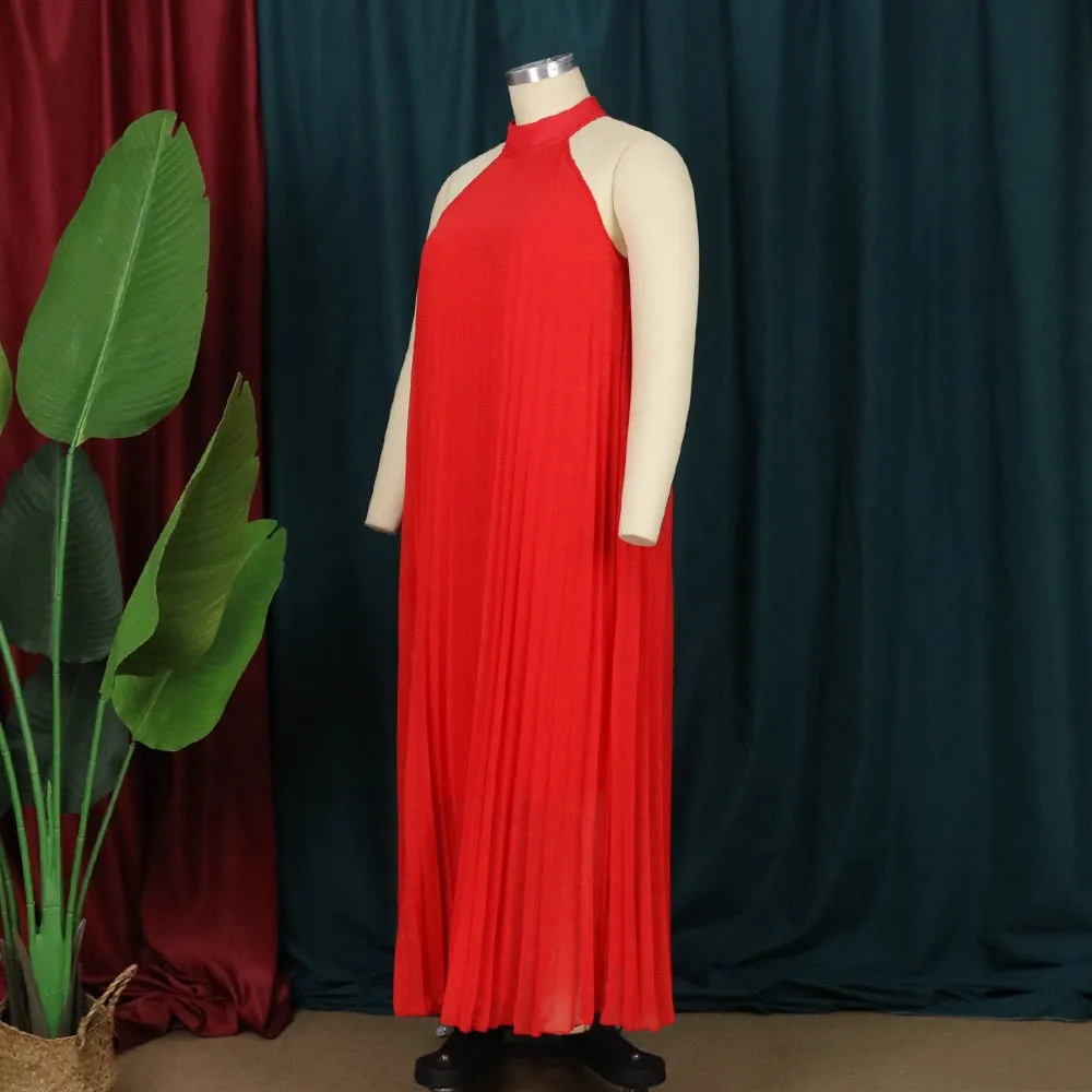 Halter Long Loose Chiffon Sleeveless Cocktail Gown
