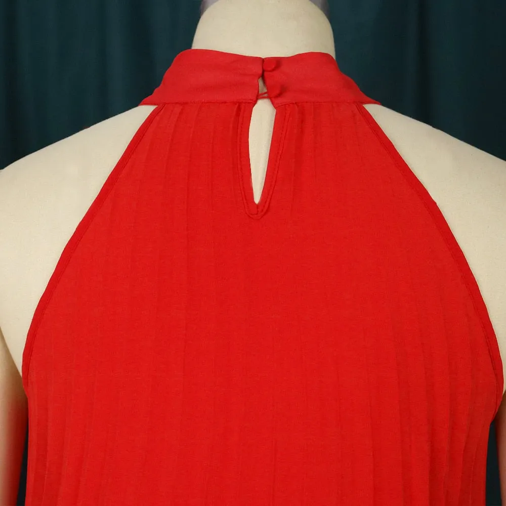 Halter Long Loose Chiffon Sleeveless Cocktail Gown