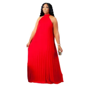 Halter Long Loose Chiffon Sleeveless Cocktail Gown