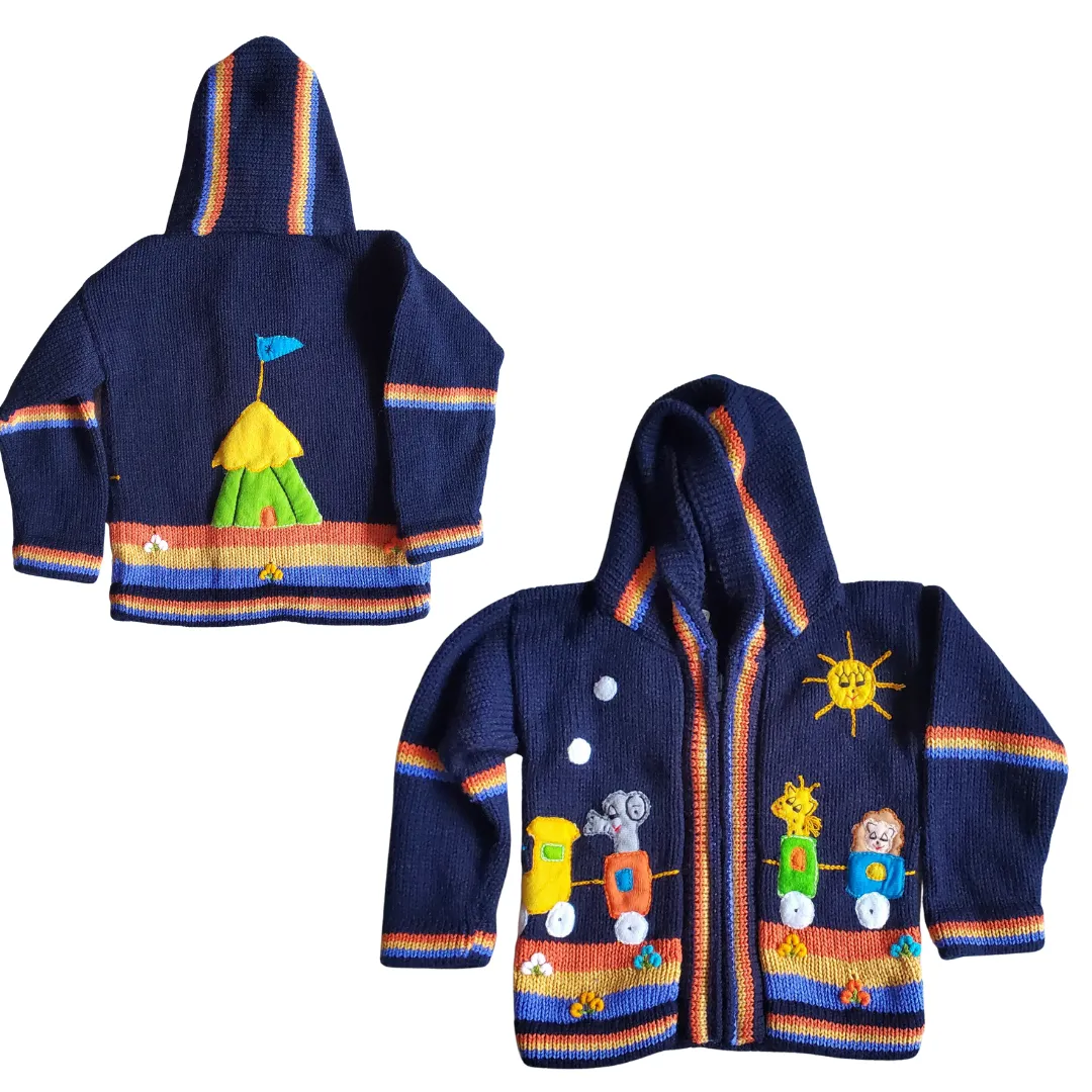 Hand-stitched Kids Hoodies, Merino Wool, Made in Peru