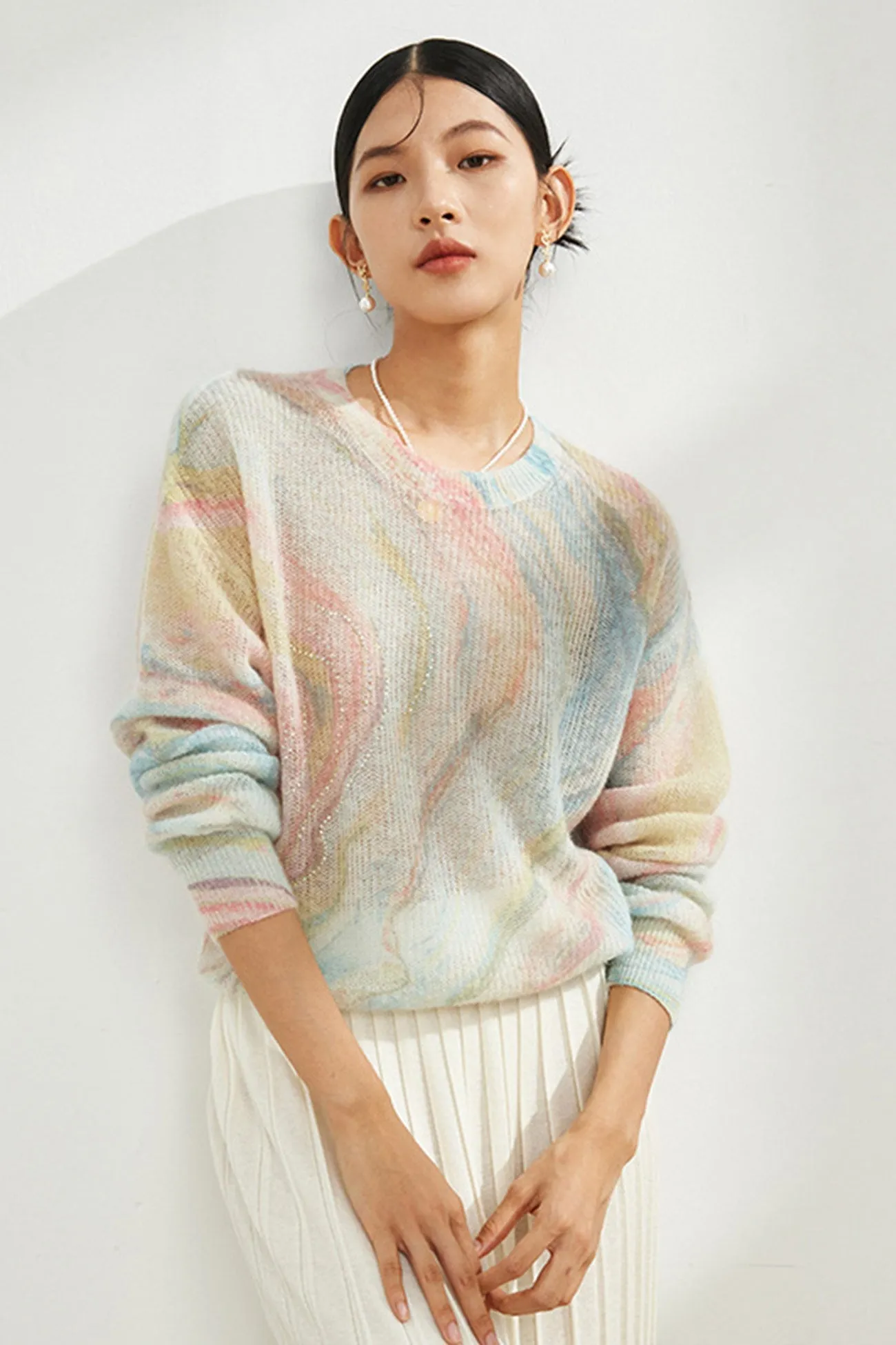 kamames Crew Neck Gradient Wool Sweater
