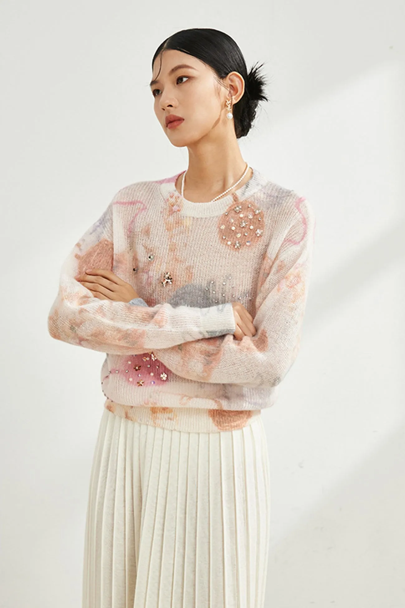 kamames Crew Neck Gradient Wool Sweater
