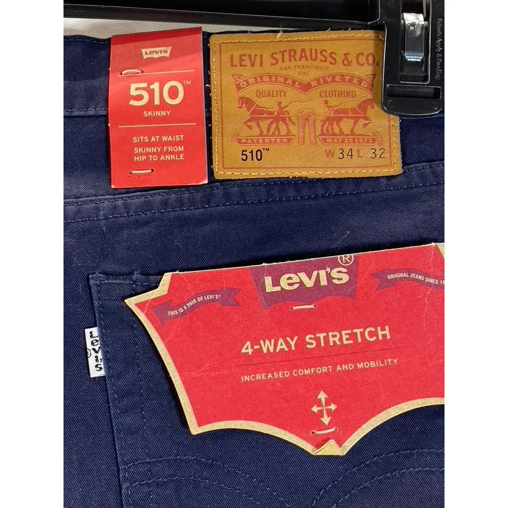 LEVI'S Men's Indigo 510 Stretch Skinny-Fit Five-Pocket Jeans SZ 34X32