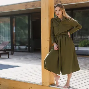 Linen culotte trousers green olive - Tokyo
