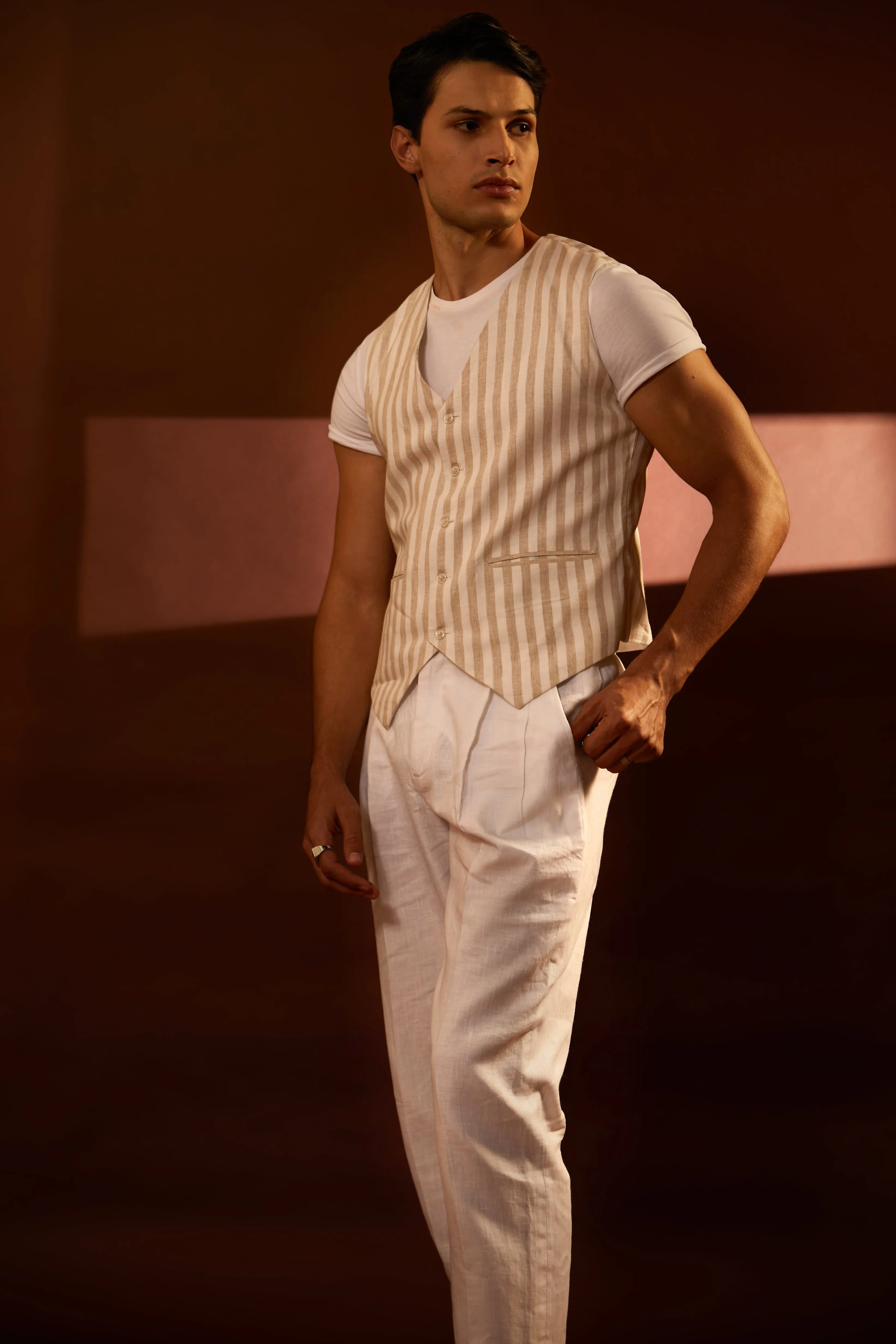 Linen Waist Coat Set