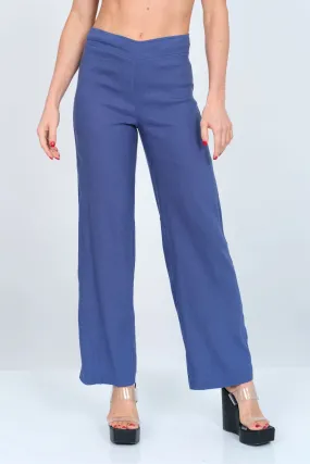  High-Waisted Linen Trousers