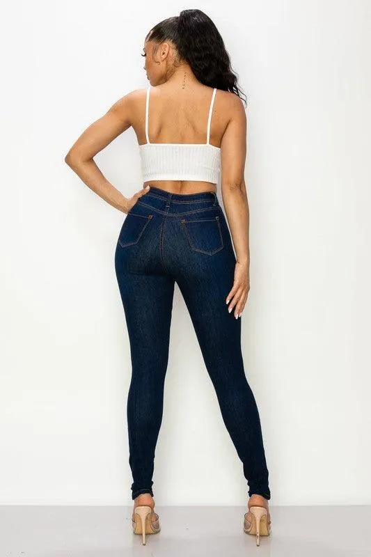 LO-204 High rise stretch ripped knee skinny jeans