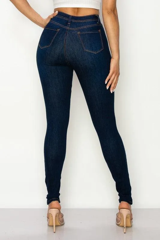 LO-204 High rise stretch ripped knee skinny jeans