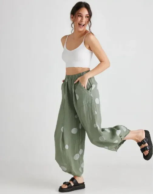 Lulu Polka Dot Linen Pants