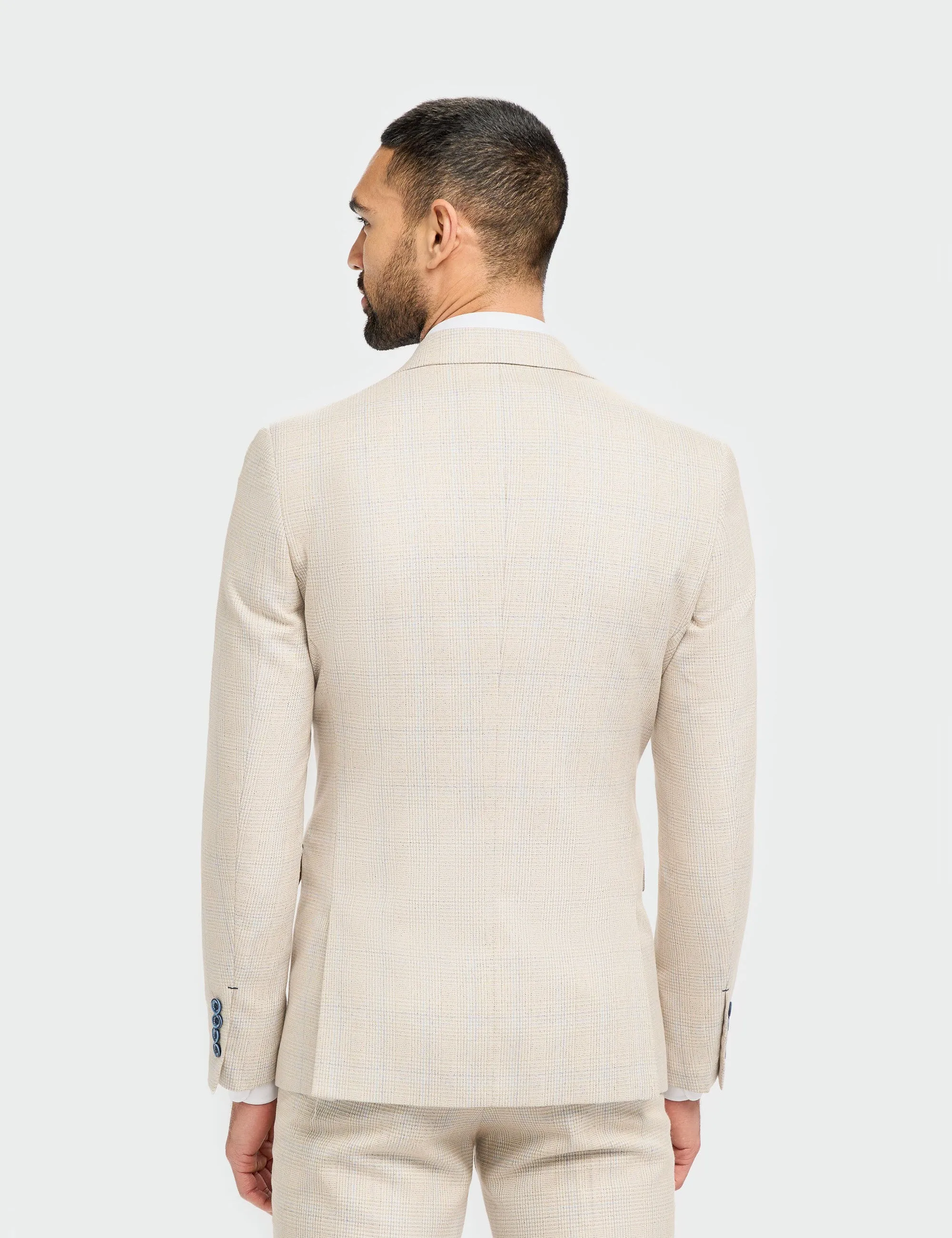 MENS CARIDI BEIGE TAILORED FIT THREE PIECE SUIT