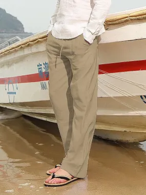 Men's Solid Linen Shift Pants